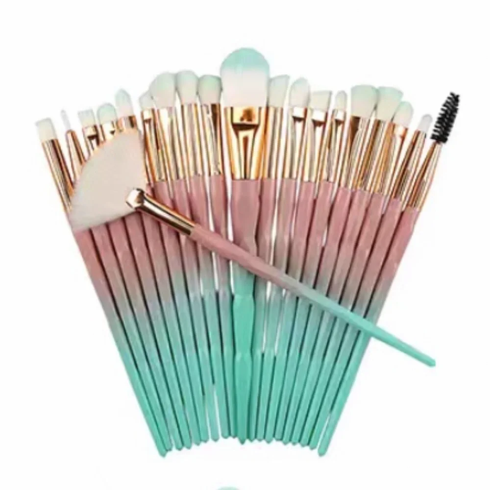 20pc Metallic Ombré Geometric Makeup Brush Set High Quality